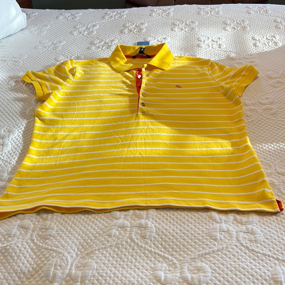 Ralph Lauren Women’s Yellow Striped Kids Polo Shirt